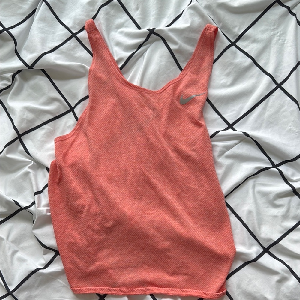 Nike Pink and Orange Fitted Sleeveless Tank Top
